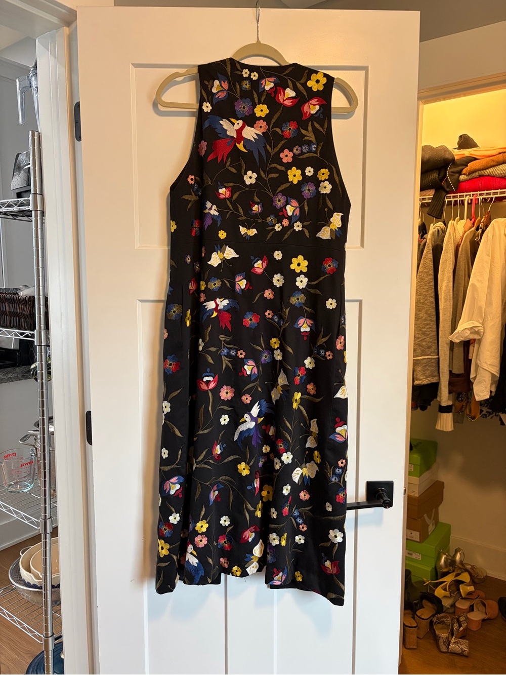 Alice + Olivia Black Long Embroidered Vest - Picture 2 of 3